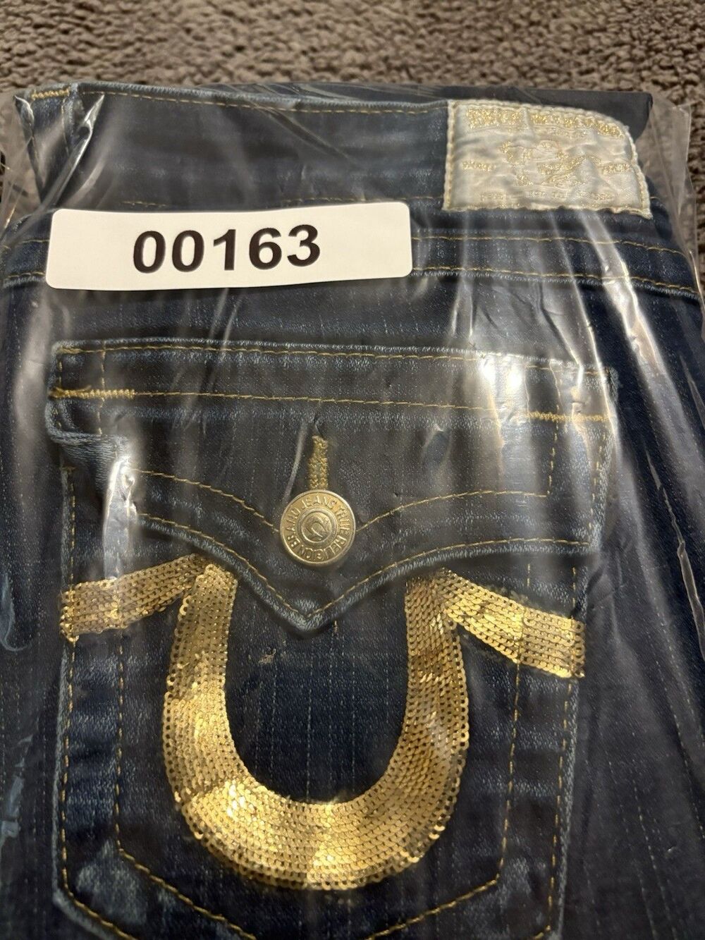 WOMENS TRUE RELIGION JOEY GOLD SEQUINS HORSESHOE BOOT CUT JEANS 29x32.5-Rare!! - Picture 11 of 11